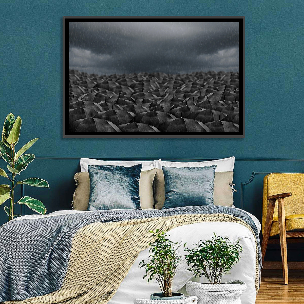 Rain Umbrellas Abstract Wall Art