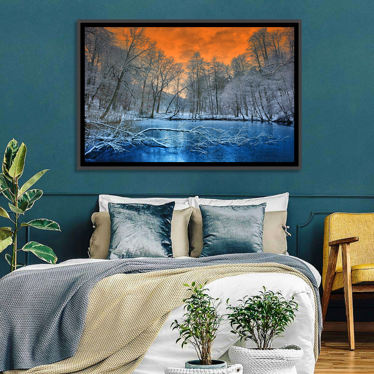Winter Forest Lake Wall Art