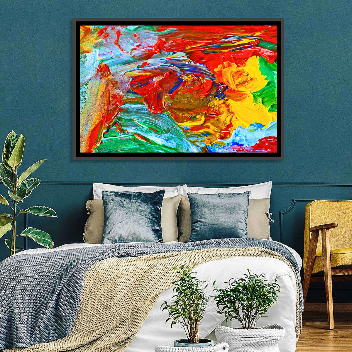 Random Colors Brush Abstract Wall Art