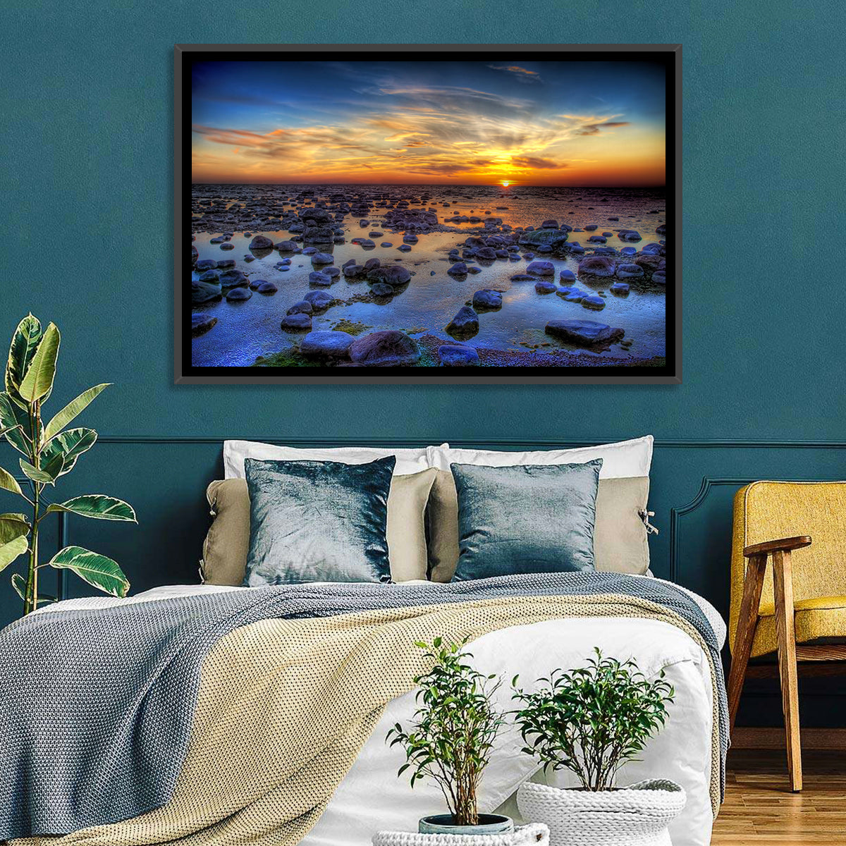 Sea Stones Sunset Wall Art