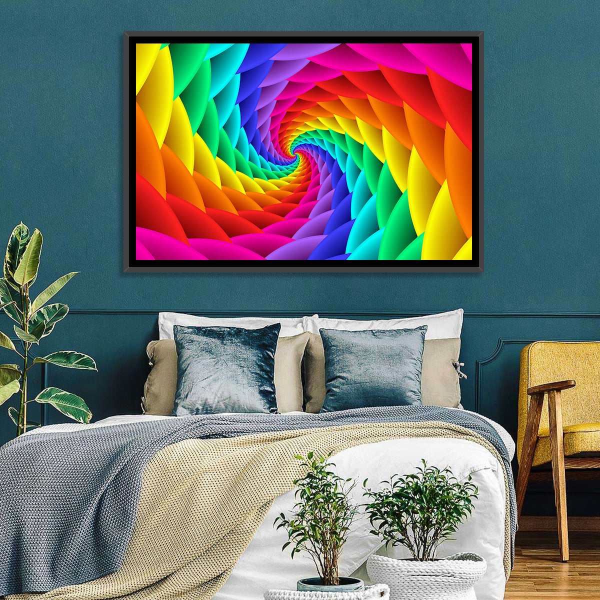 Spiral Rainbow Tunnel Wall Art