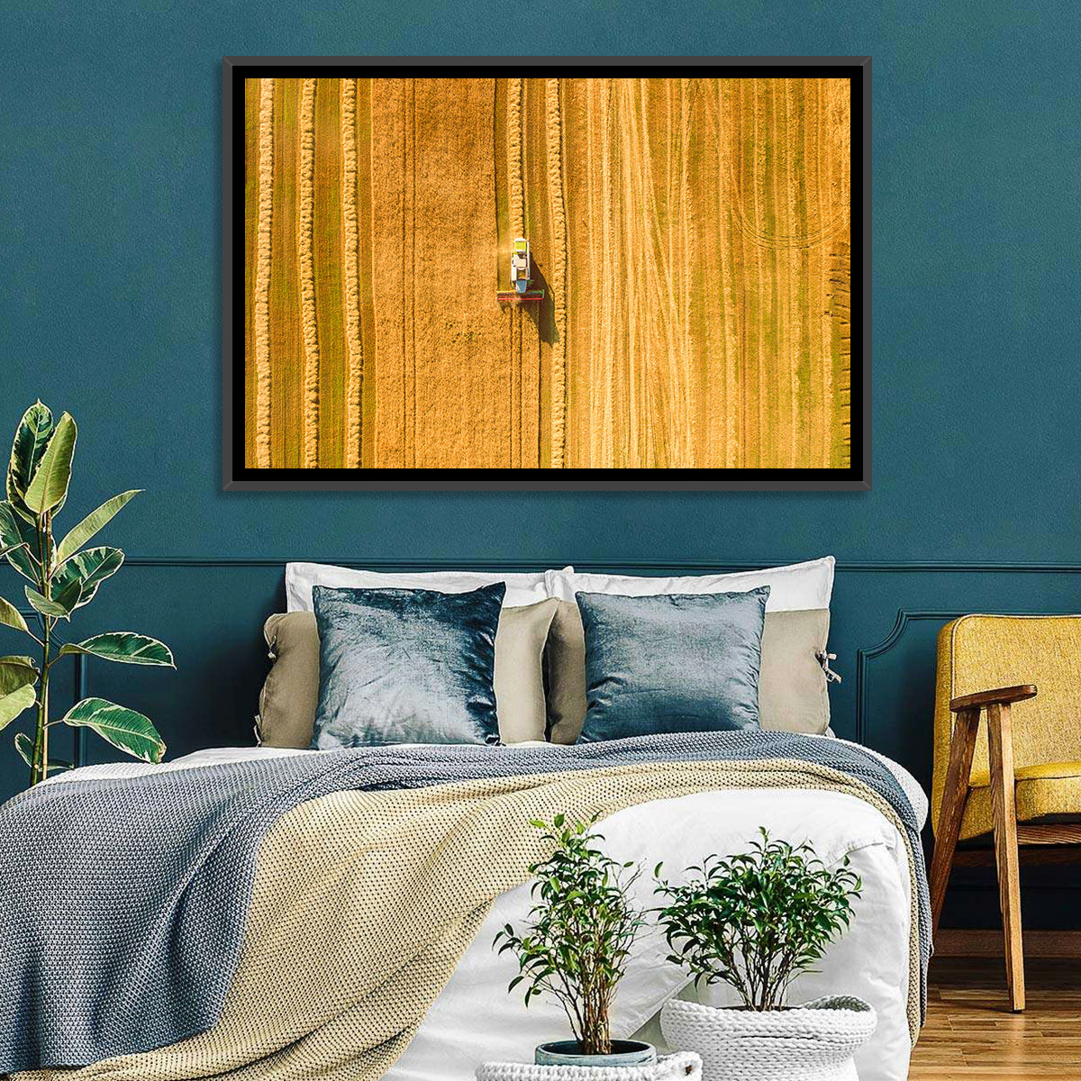 Wheat Field Harvesting Wall Art