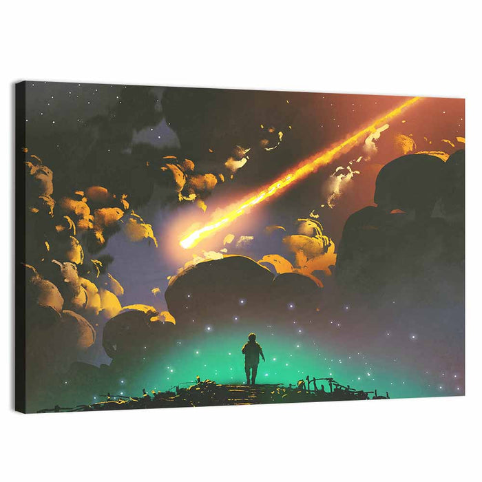 Meteor in Colorful Sky Wall Art as a canvas print