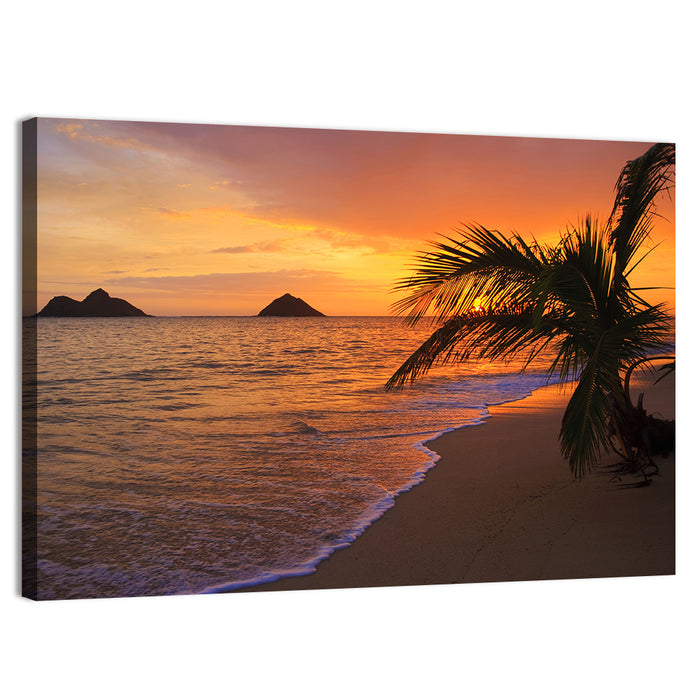 Lanikai Sunrise Over Na Mokulua Wall Art as a canvas print