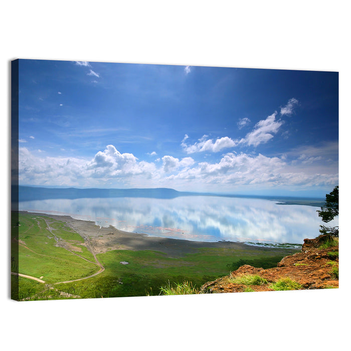Lake Nakuru Cliffside Reflection Wall Art as a canvas print