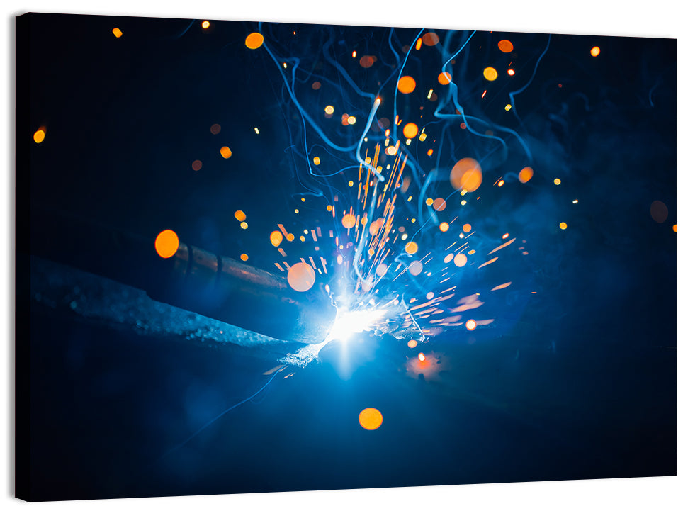 Welding Sparks Close-up Wall Art, canvas print, landscape