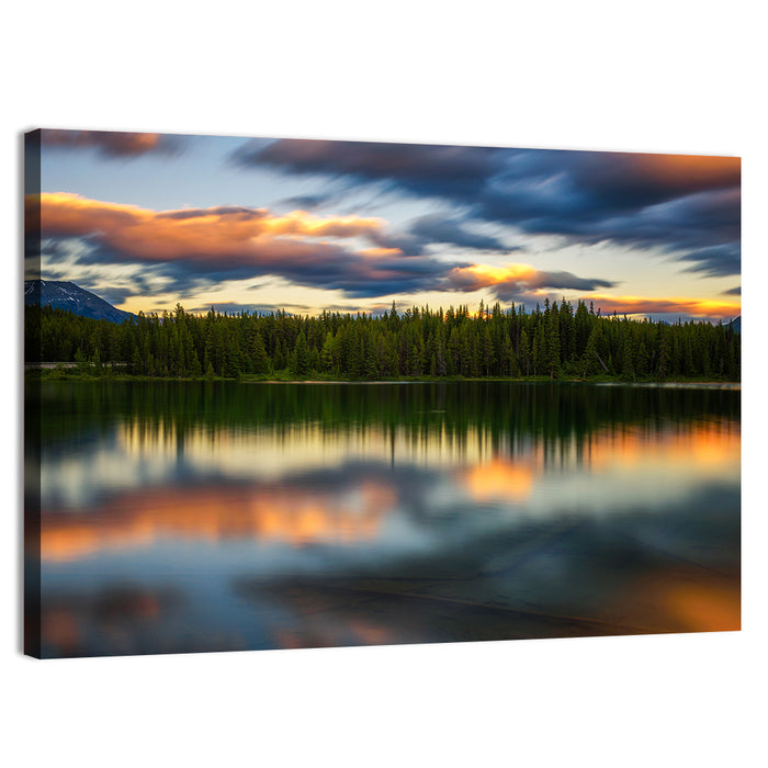 Herbert Lake Sunset Reflection Wall Art as a canvas print