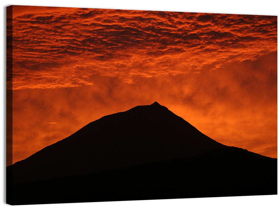 Pico Island Volcano Silhouette at Sunset Wall Art, canvas print, landscape