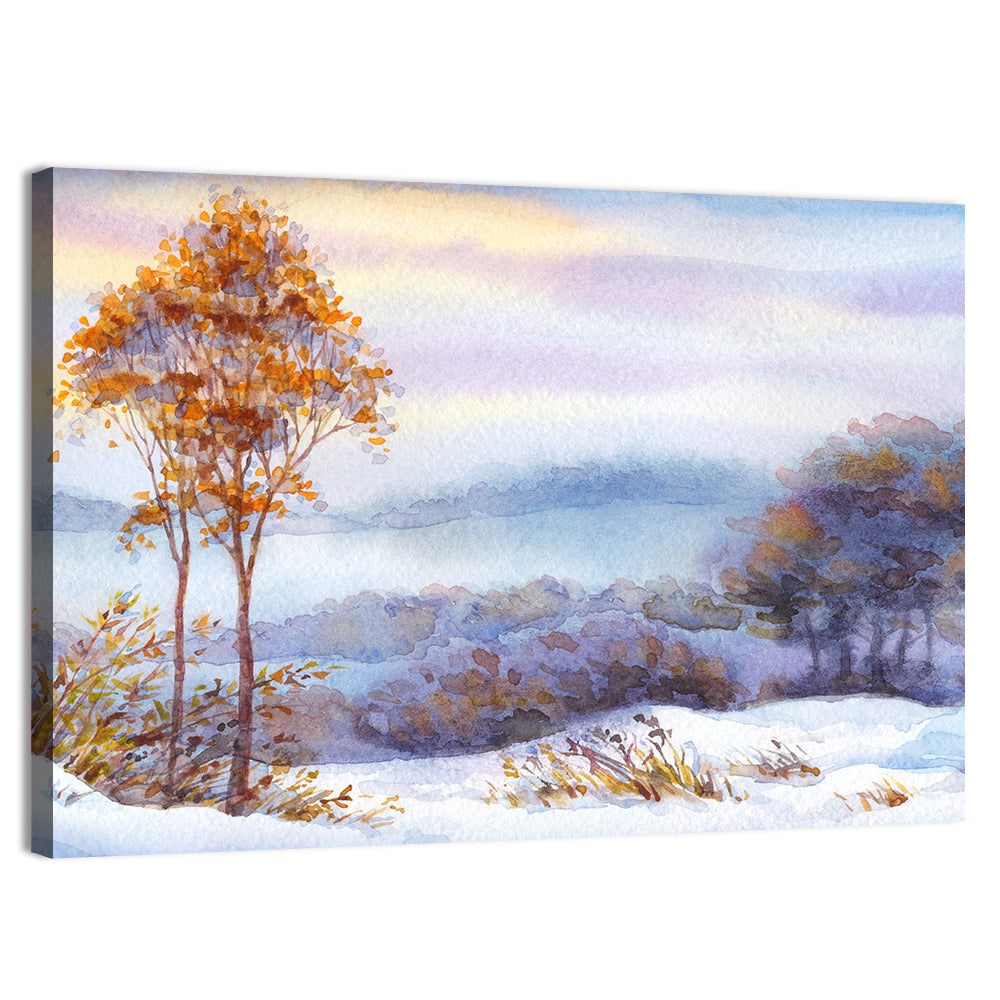 Misty Snow Valley Wall Art, canvas print, landscape