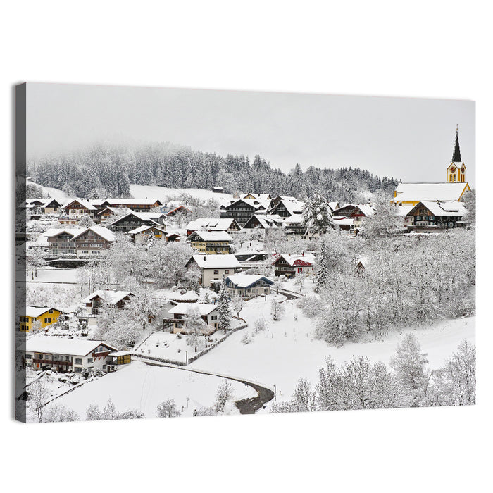 Oberstaufen Winter Village Wall Art as a canvas print