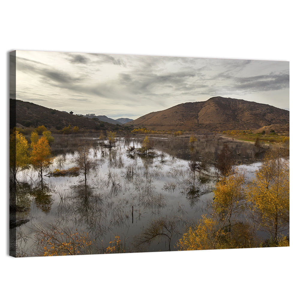 Lake Hodges Autumn Reflection Wall Art, canvas print, landscape