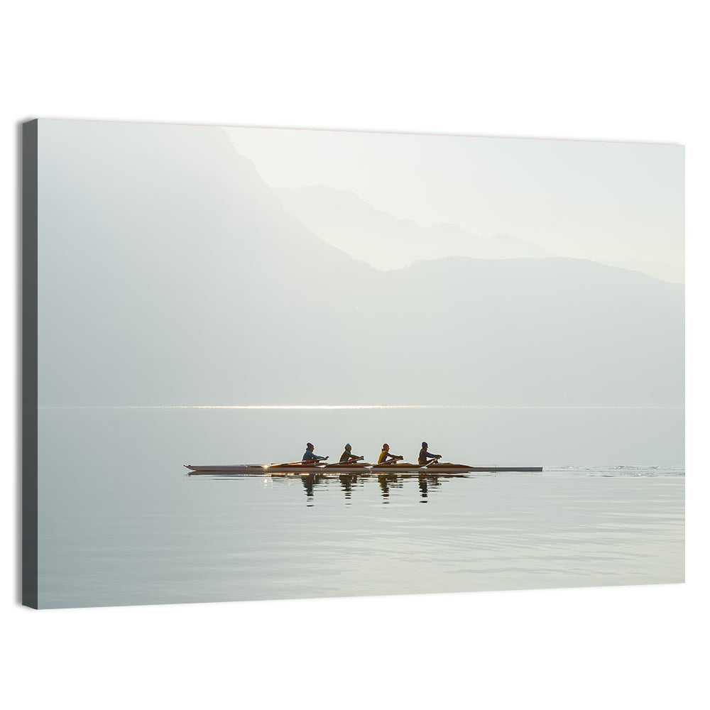 Four Rowers on Lake Lugano Wall Art, canvas print, landscape