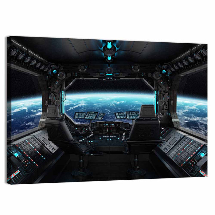 Grunge Spaceship Cockpit Wall Art as a canvas print