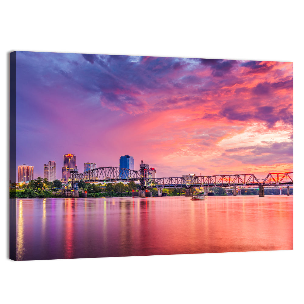 Little Rock Sunset Skyline Wall Art, canvas print, landscape
