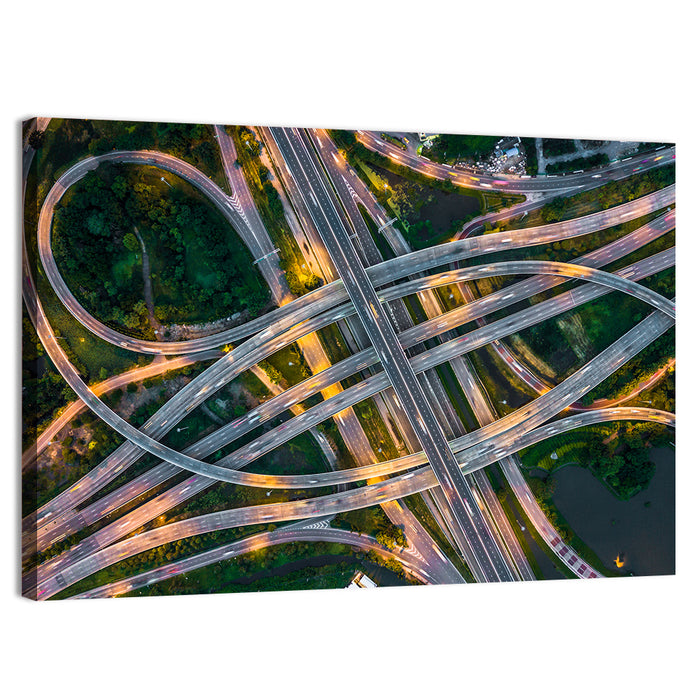 Expressway Junction at Dusk Wall Art as a canvas print