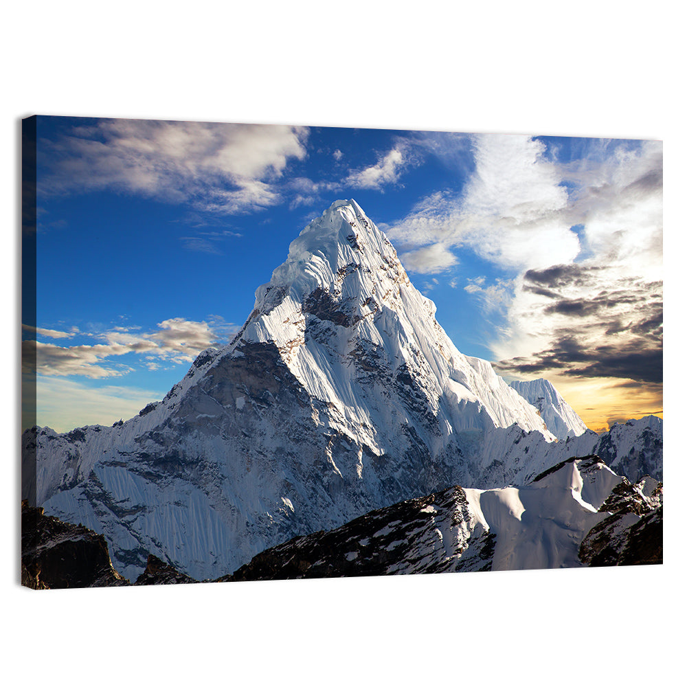 Ama Dablam at Golden Dusk Wall Art, canvas print, landscape