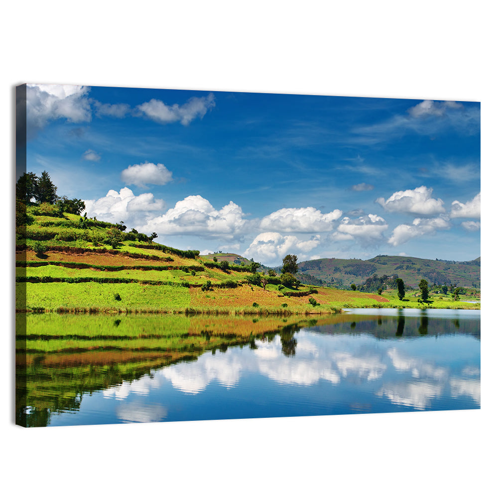 Bunyonyi Lake Reflection Wall Art, canvas print, landscape