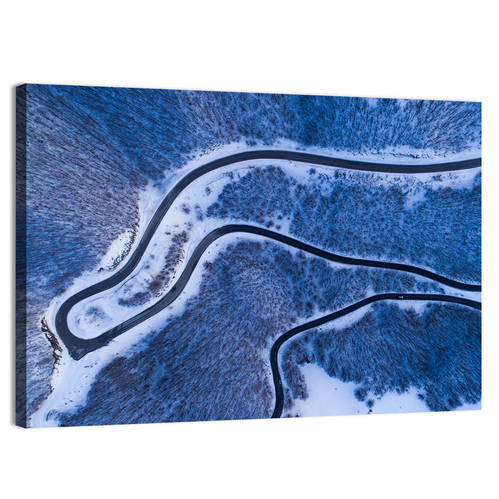 Montenegro Snowy Mountain Road Wall Art, canvas print, landscape