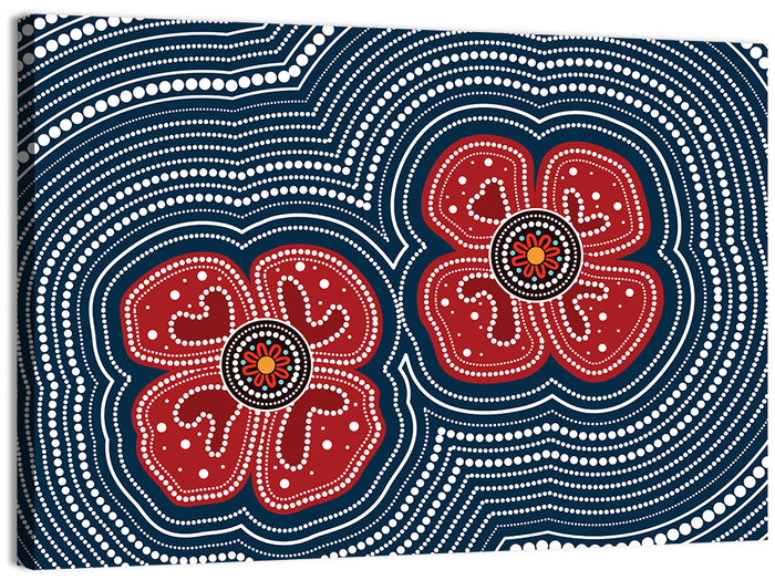 Aboriginal Poppy Duo Wall Art as a canvas print