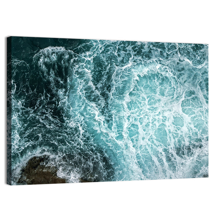 Aerial Ocean Waves with Sea Foam Wall Art as a canvas print