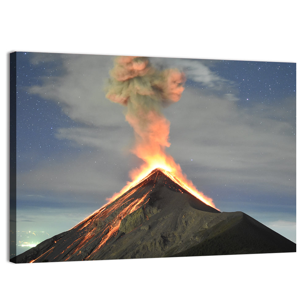 Fuego Night Eruption Wall Art, canvas print, landscape