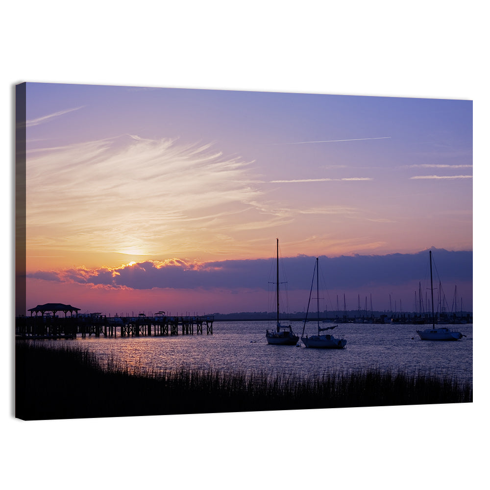 South Carolina Coastal Harbor Wall Art, canvas print, landscape