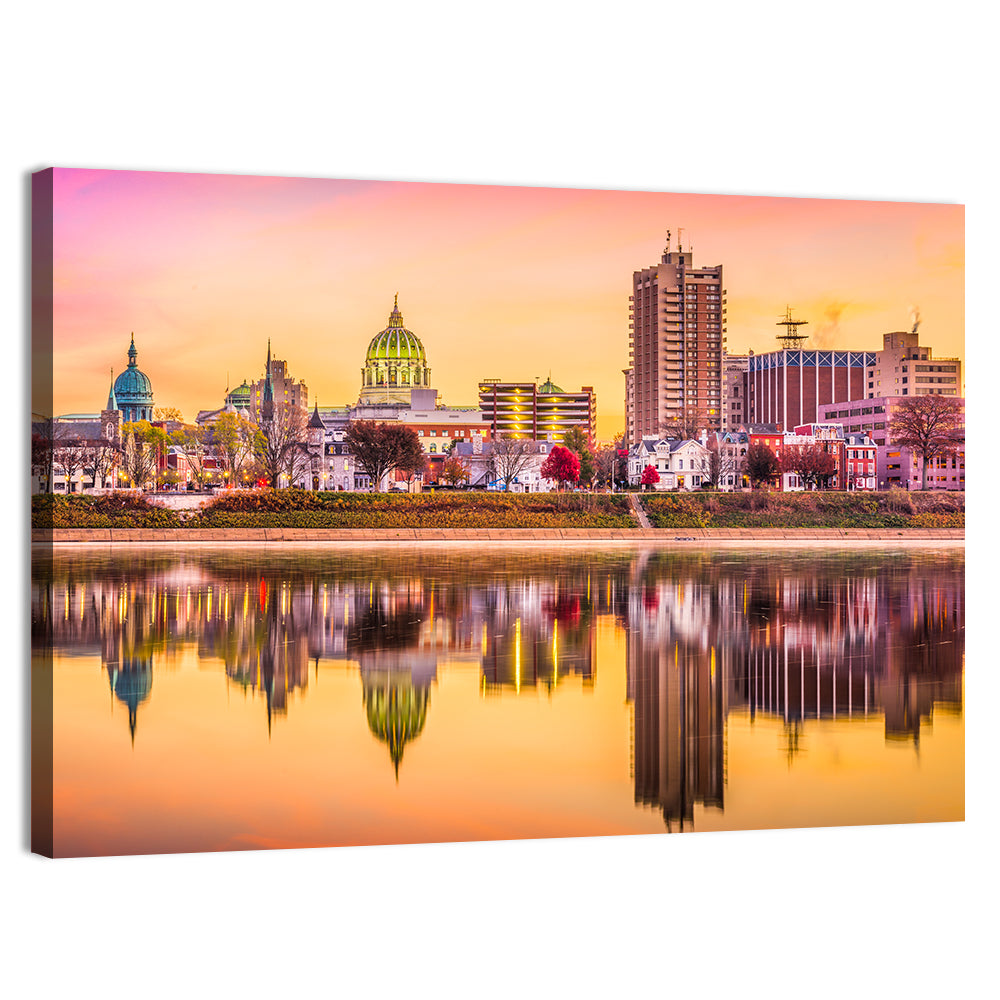 Harrisburg Golden Hour Skyline Wall Art, canvas print, landscape
