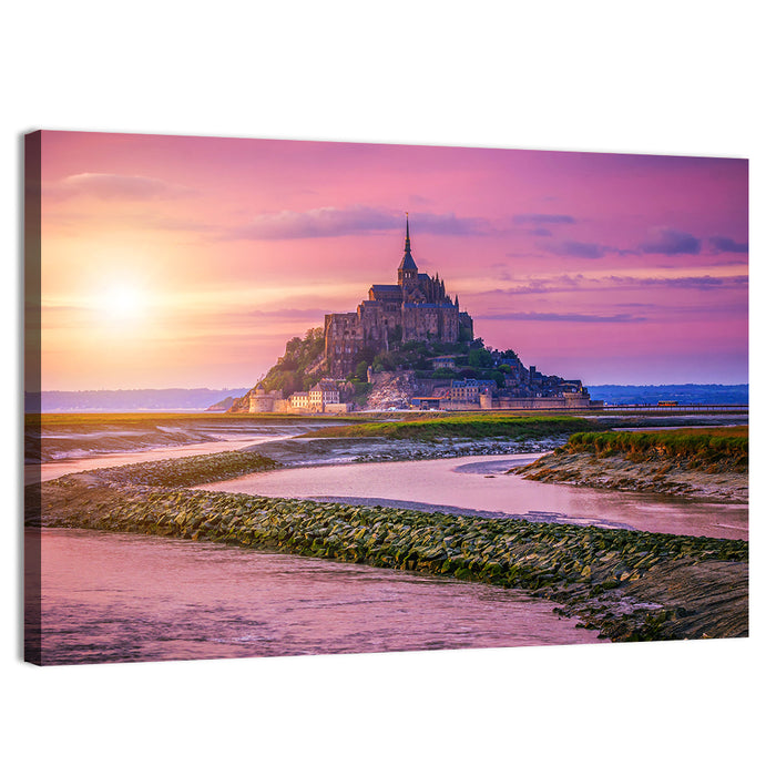 Mont Saint-michel Sunset Wall Art as a canvas print