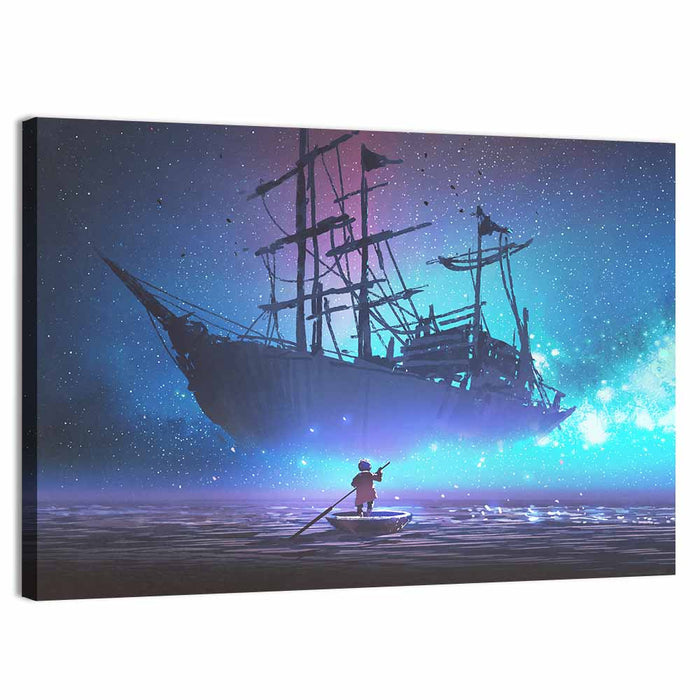 Sailing Ship Under Starry Sky Wall Art as a canvas print