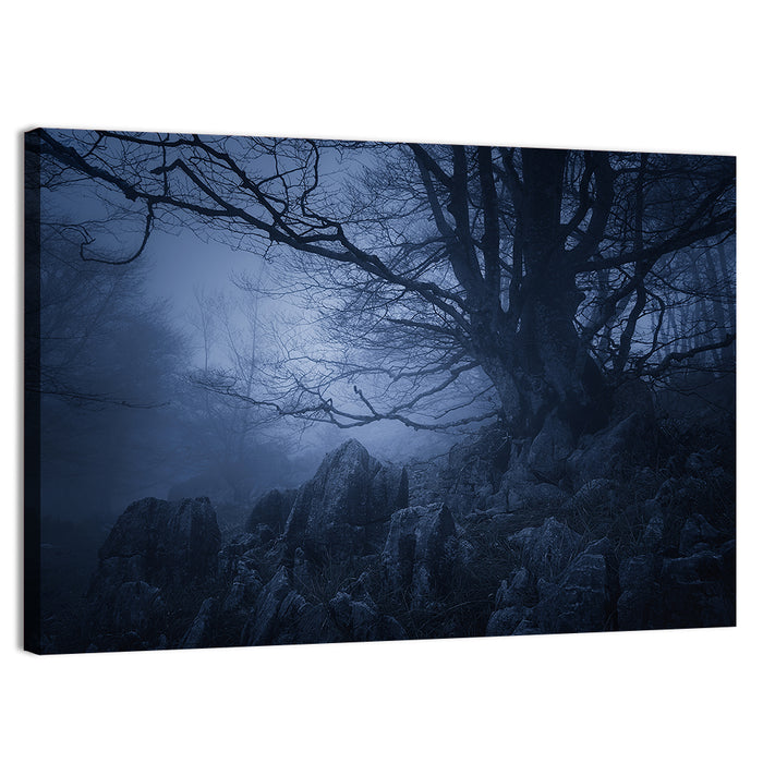 Gnarled Tree at Twilight Wall Art as a canvas print
