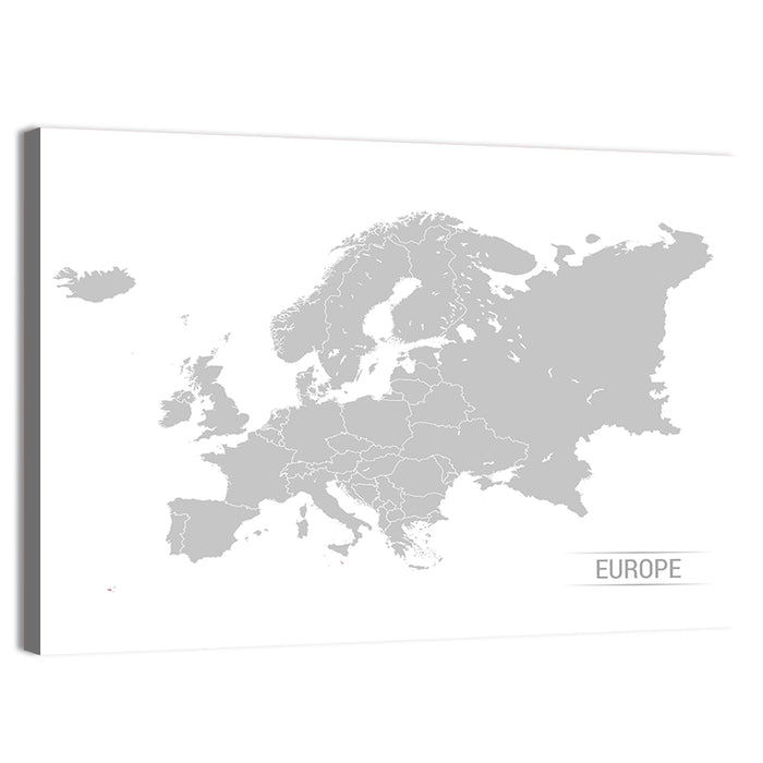 Gray Europe Outline Map Wall Art as a canvas print