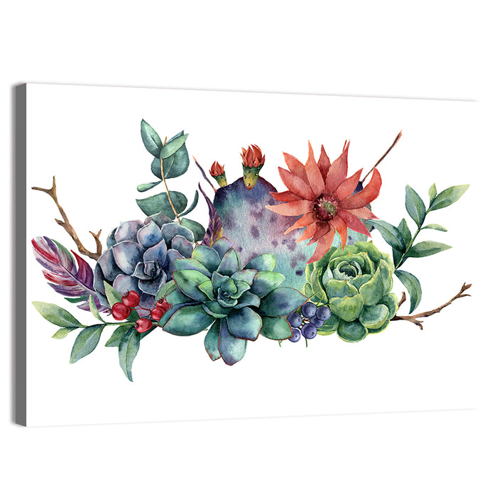 Succulent and Cactus Bouquet Wall Art as a canvas print