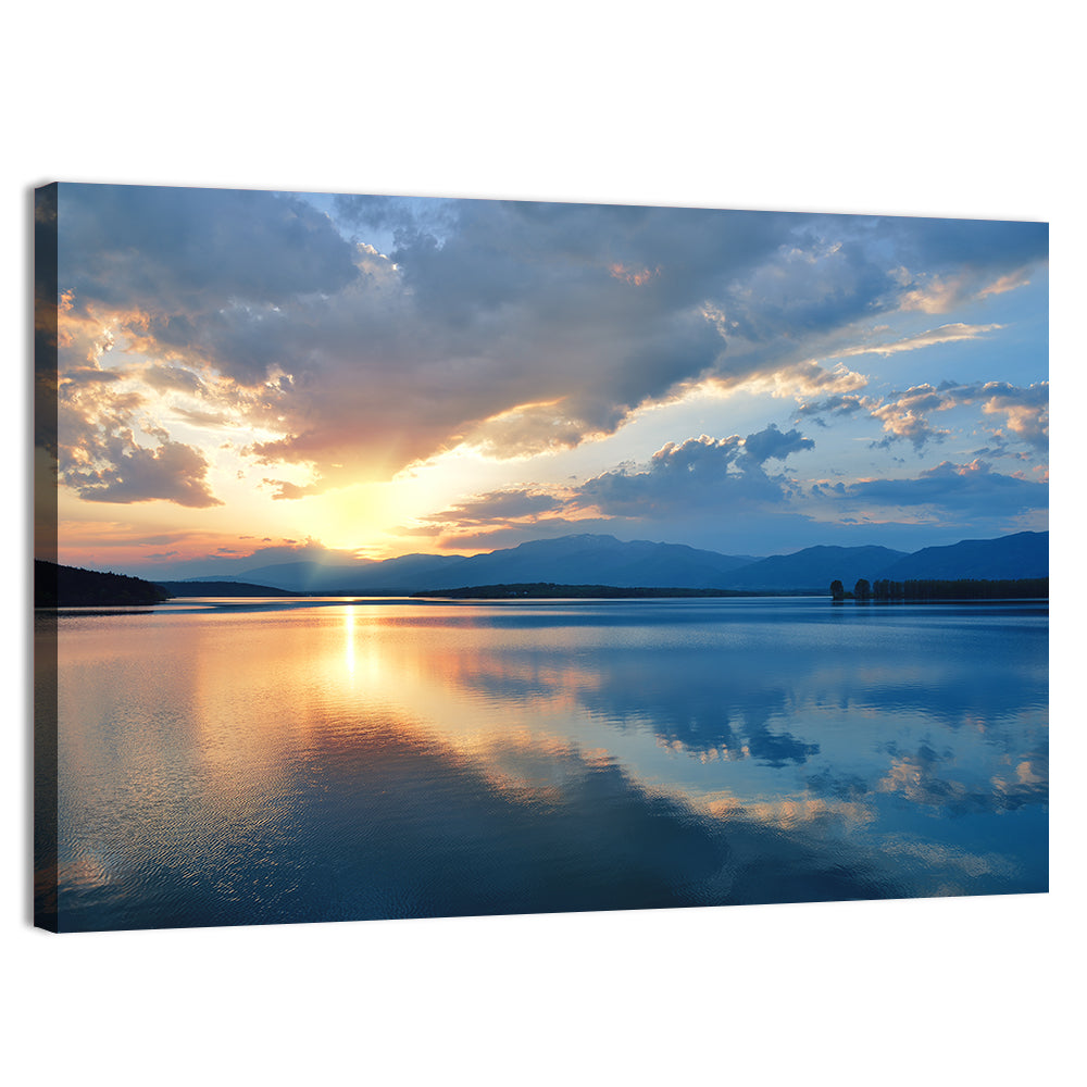 Golden Hour Lake Reflection Wall Art, canvas print, landscape