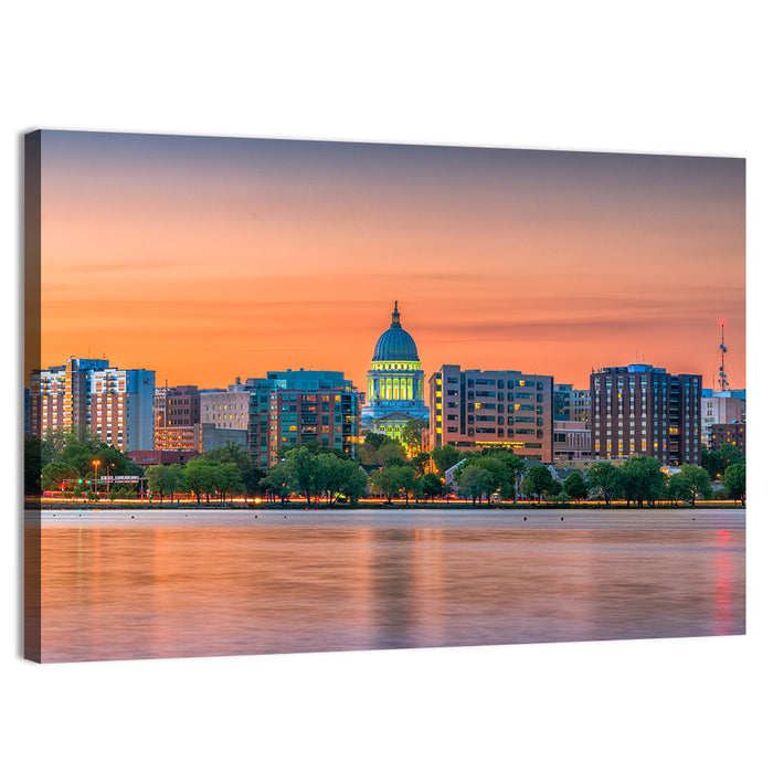 Madison State Capitol Skyline Wall Art as a canvas print