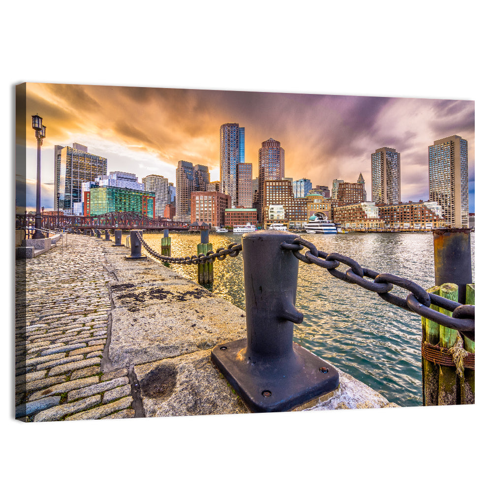 Boston Harbor at Dusk Wall Art, canvas print, landscape