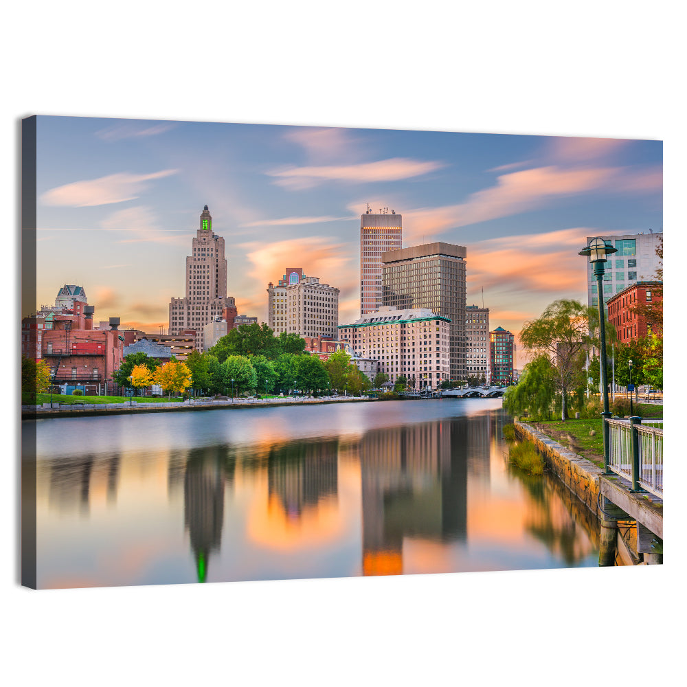 Providence Golden Hour Skyline Wall Art, canvas print, landscape