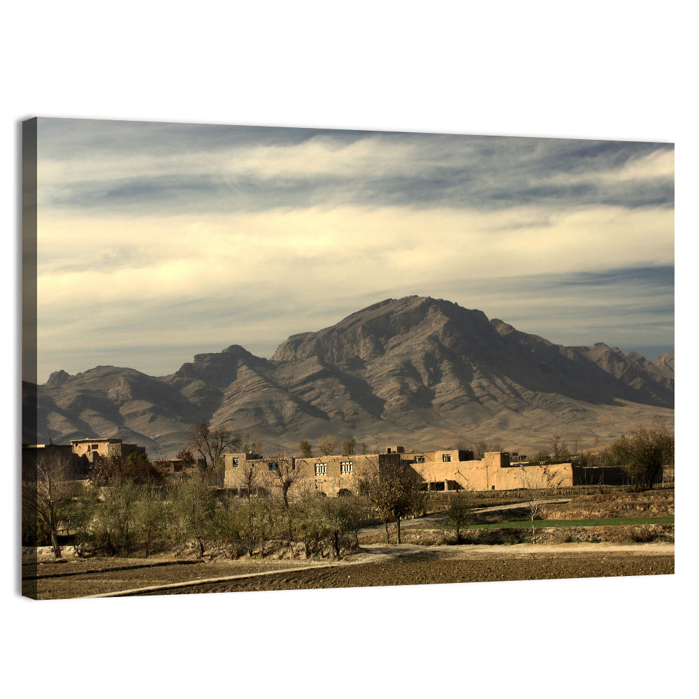 Afghan Mountain Village Wall Art, canvas print, landscape