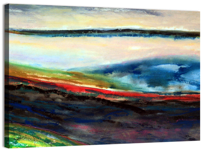 Moody Horizon Stripe Abstract Landscape Wall Art as a canvas print