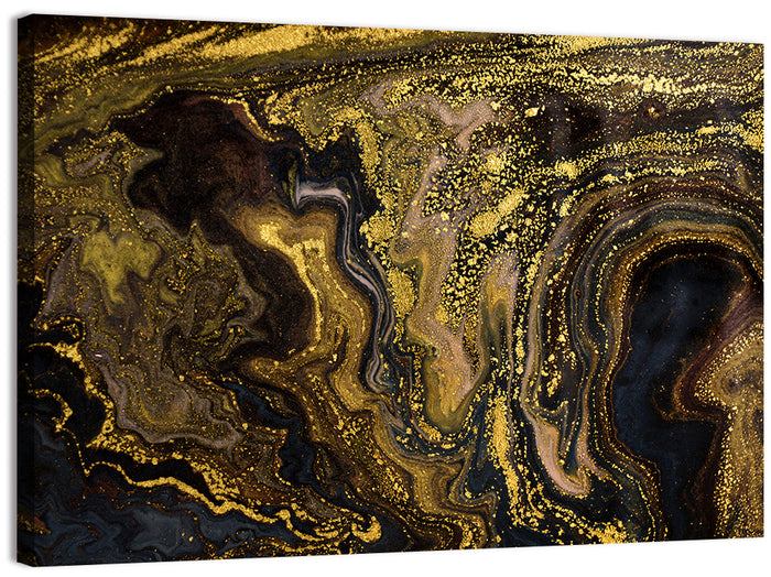 Black and Gold Marble Abstraction Wall Art as a canvas print