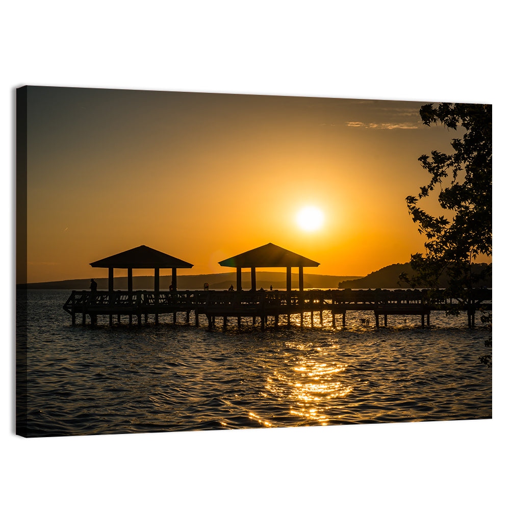 Lake Dardanelle Pier Sunset Wall Art, canvas print, landscape