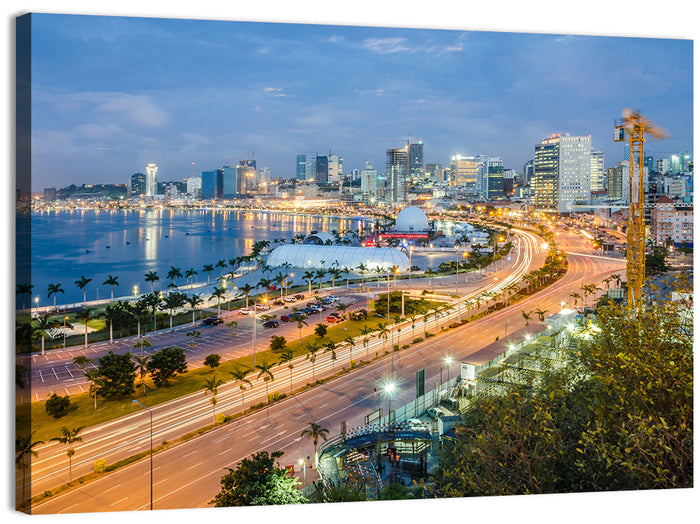 Luanda Bay Twilight Skyline Wall Art as a canvas print