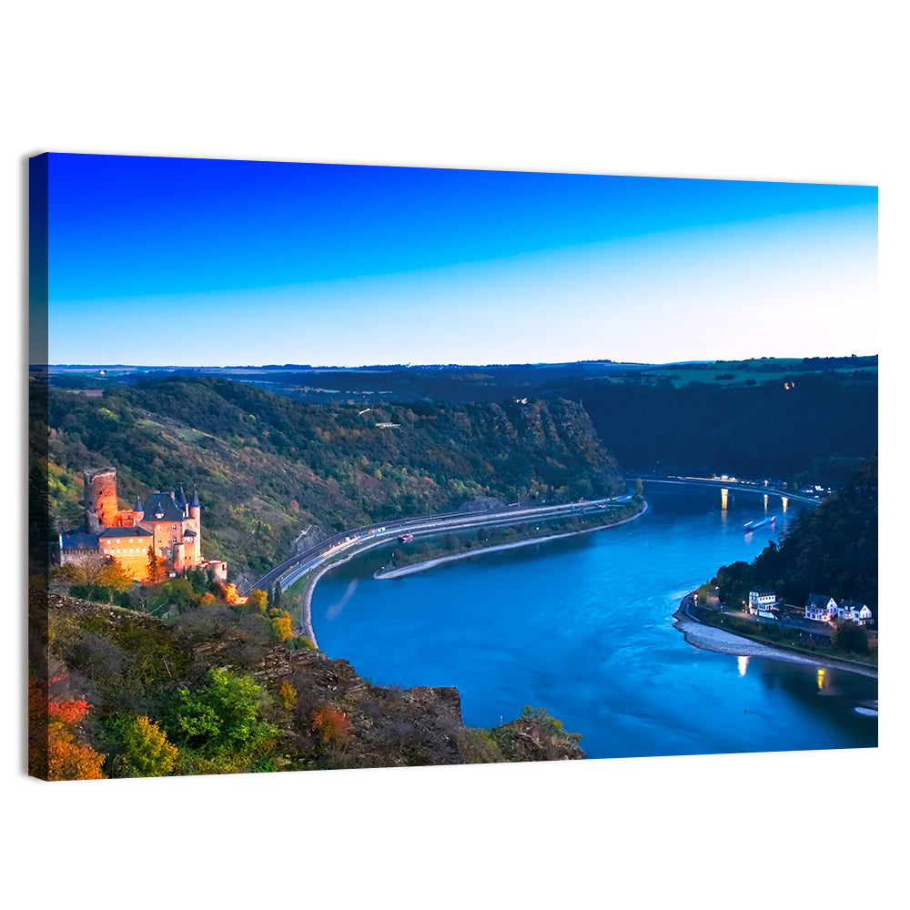 Rhine Valley at Dusk Wall Art, canvas print, landscape