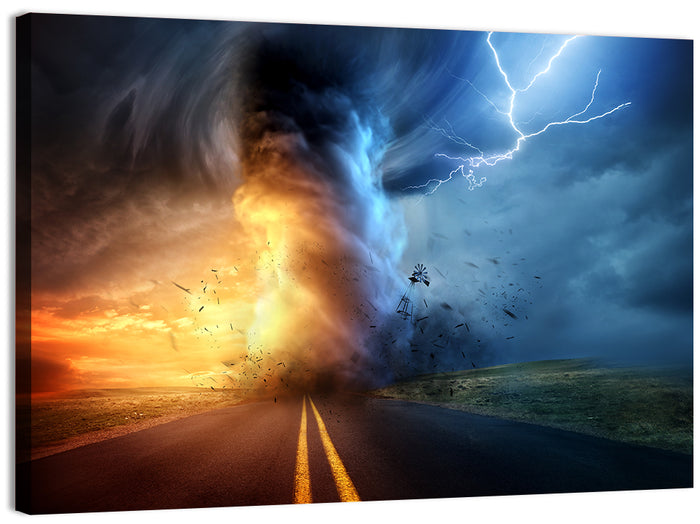 Road to a Twisting Tornado Wall Art as a canvas print