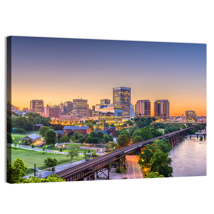 Richmond Skyline at Golden Hour Wall Art as a canvas print