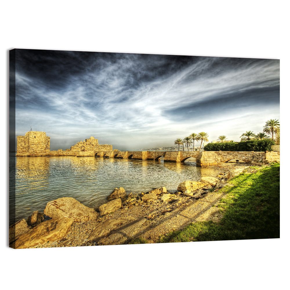 Sidon Sea Castle Wall Art, canvas print, landscape