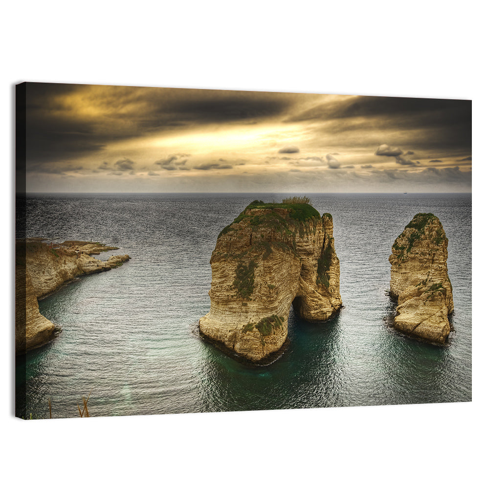 Pigeon Rocks, Raouché Wall Art, canvas print, landscape