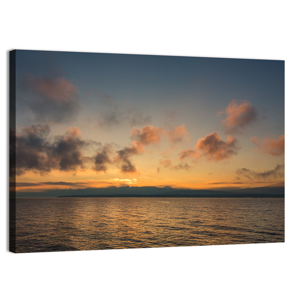 Lake Leman Golden Sunset Wall Art, canvas print, landscape