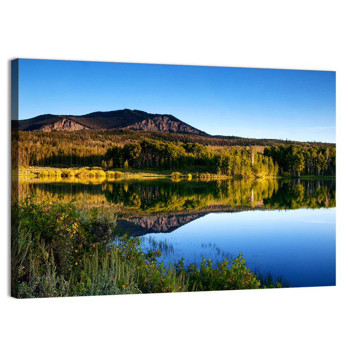 Golden Hour Mountain Lake Wall Art as a canvas print