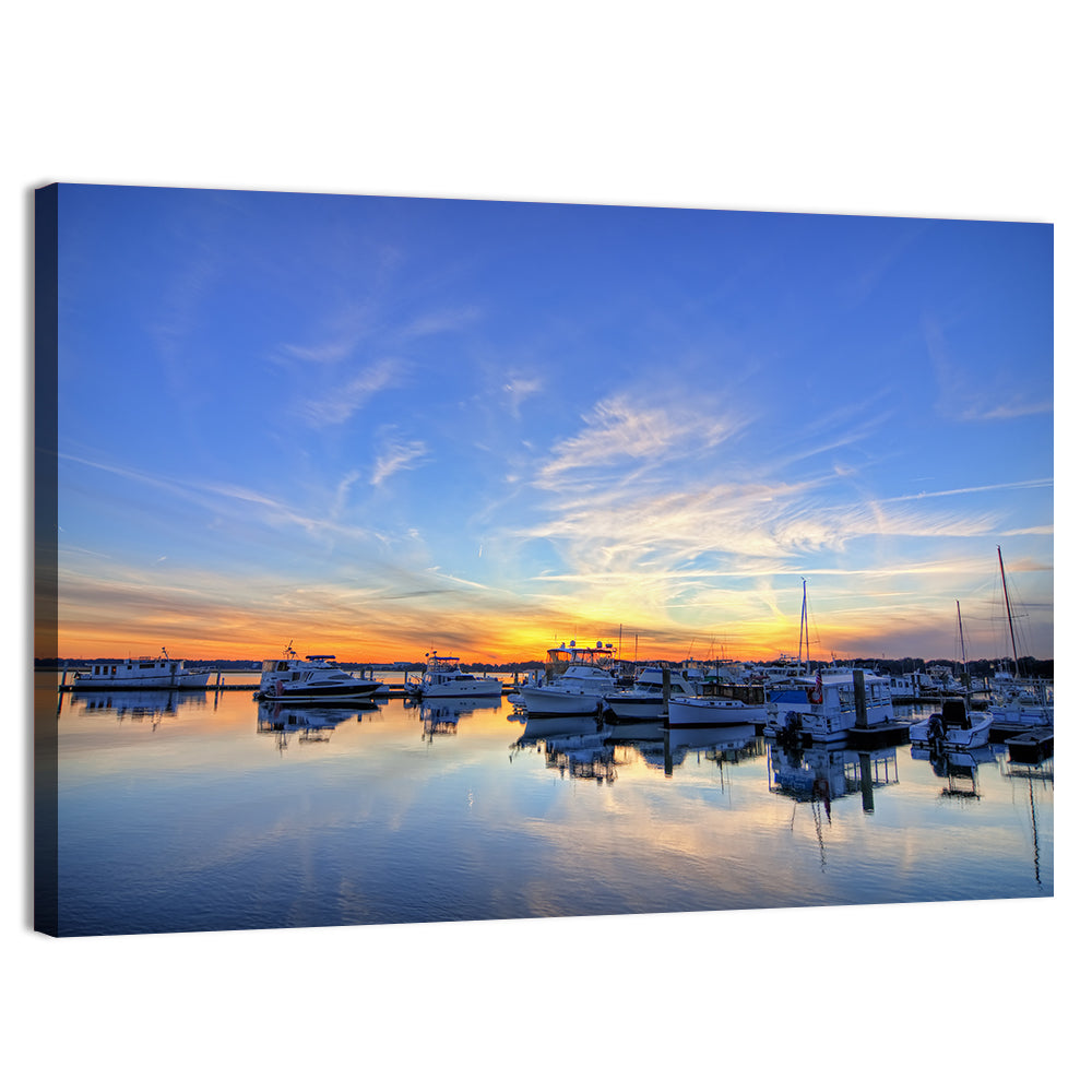 Marina at Golden Hour Wall Art, canvas print, landscape