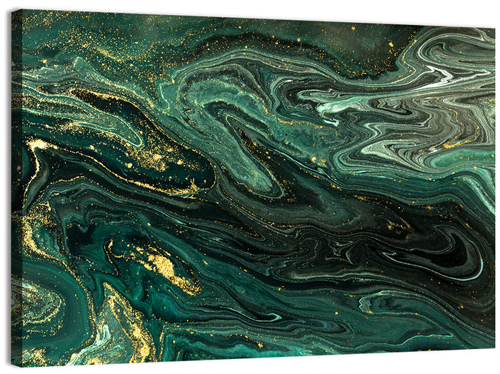 Emerald Marble Veins Wall Art as a canvas print